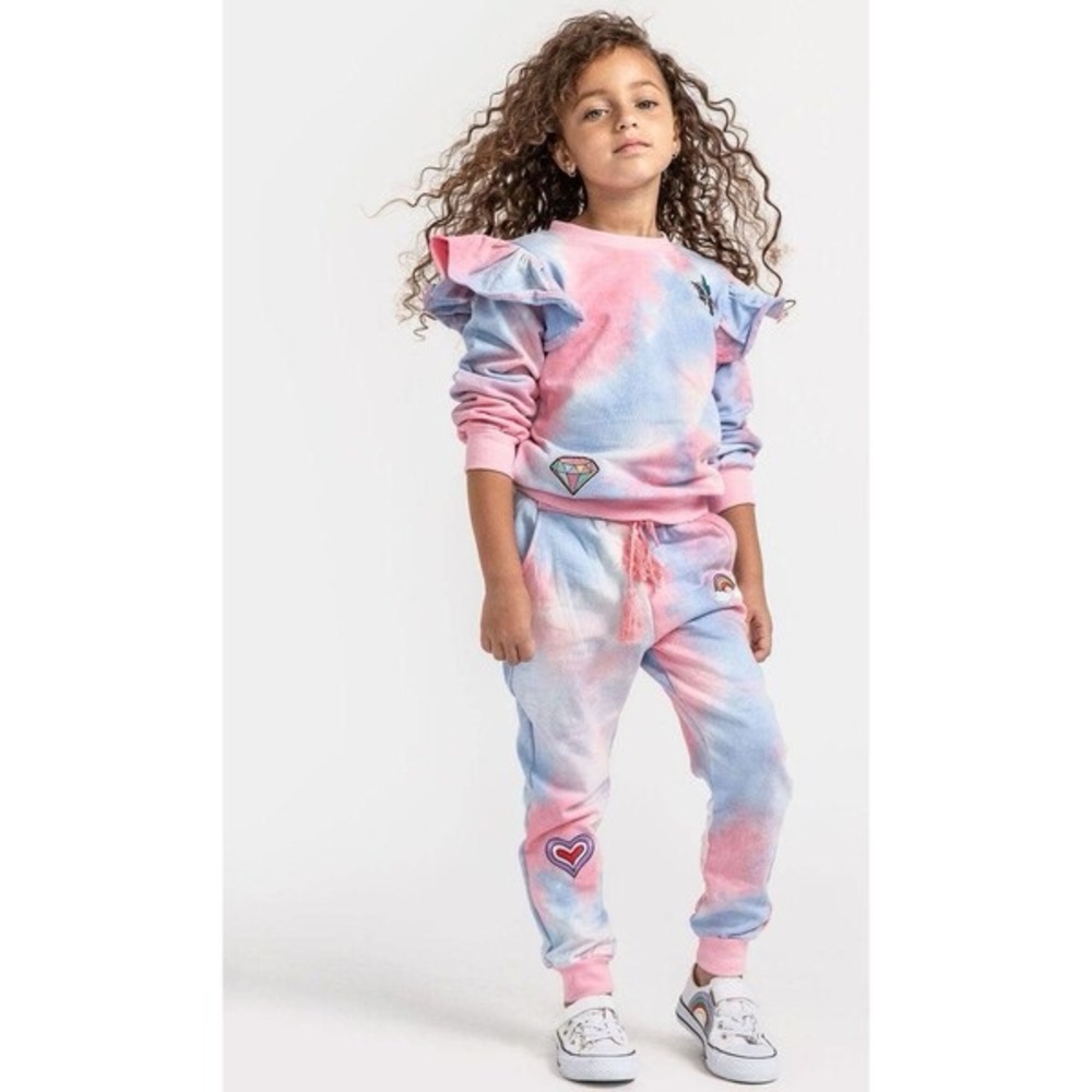 Lola + The Boys Pink & Blue Tie-Dye Jogger Pants